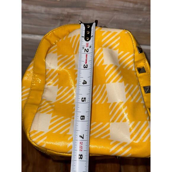 Betsey Johnson yellow Plaid Cherry Sequin tote Purse betseyville - Picture 11 of 16